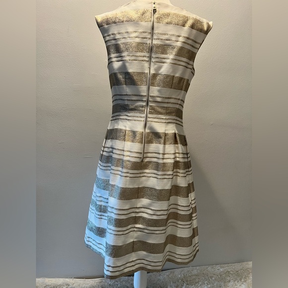 Vince Camuto Women's Striped Cap-Sleeve Fit & Flare Dress - Picture 2 of 3